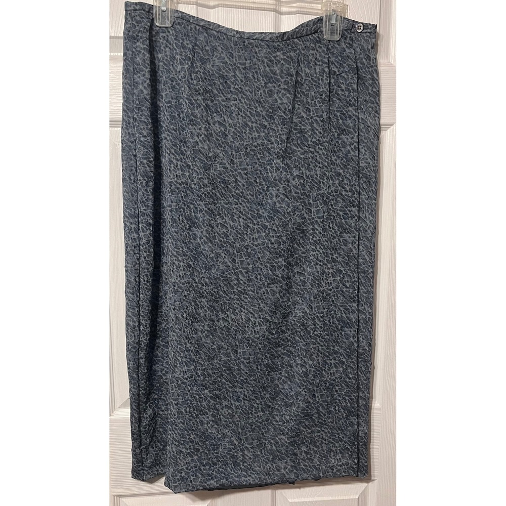 Elisabeth Liz Claiborne Womens Plus 22 Blue Grey Abstract Wrap Midi Skirt NWT